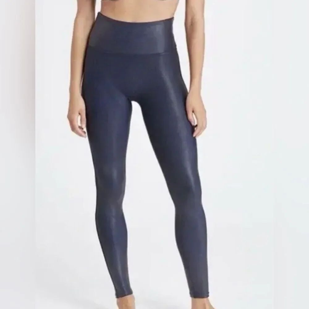 Spanx High-Waisted Navy faux leather Leggings size XS